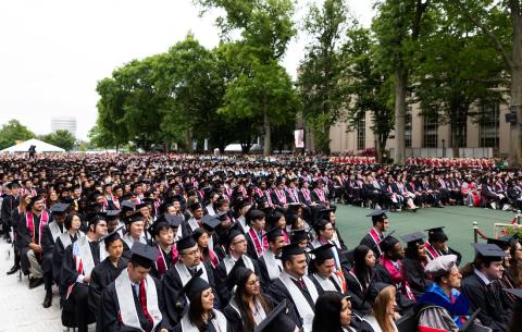 Image of the graduates seated during the OneMIT Commencement Ceremony